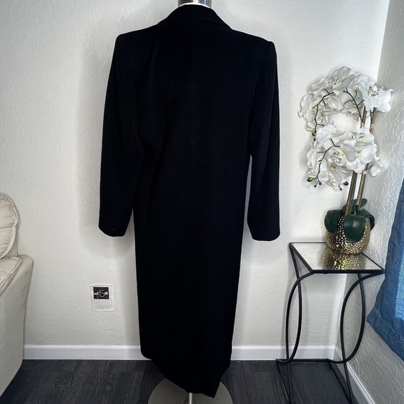 VTG Fleurette Women's 100% Cashmere Long Trench Coat Black • Size 10 - Picture 4 of 7